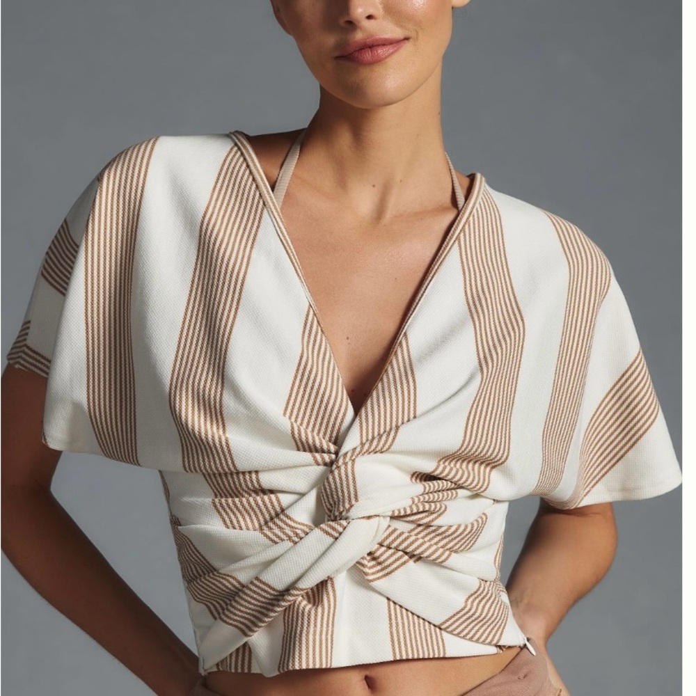Striped Tan and White Women's Top